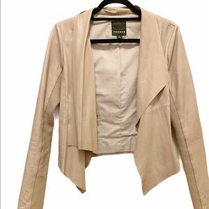 Trouve Drape Front Leather Jacket Sz M